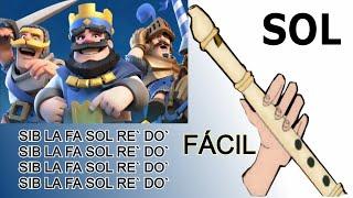 Clash royale sonido de intro  flauta dulce fácil tutorial con animación easy flute recorder