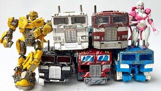 Full Transformers New Optimus Prime Bumblebee Arcee & Tobot Carbot Stopmotion Rescue Lego Robbery