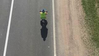 Cycling on Highway M 7 in Belarus