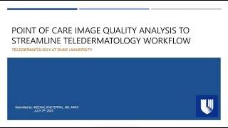 Point of care image quality analysis to streamline teledermatology workflow