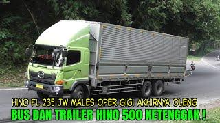 Sopir Hino 500 Wing Box Males Oper Gigi Akhirnya Oleng Bus Dan Trailer Hino Ketenggak