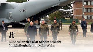 Bundeskanzler Olaf Scholz besucht Militärflughafen in Köln-Wahn