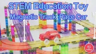 Glowing Race Car and Magnetic Track Building Block  EalingKids