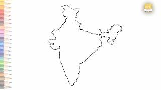 India Map drawing easy  How to draw India Map step by step  Outline drawings  Art janag