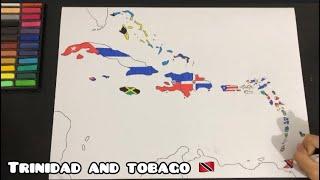 Caribbean flag map drawing
