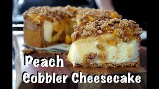 How To Make Peach Cobbler Cheesecake - Delicious NY Style Cheesecake w Peach Cobbler Topping