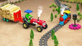 DIY TRACTOR How to make Traffic Lights for train  Diy mini tractor trolley heavy wood truck