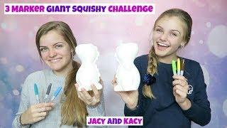 3 Marker Giant Squishy Challenge  Jacy and Kacy