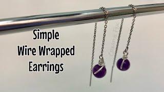 How to make simple wire wrapped earrings Ear threads with charm