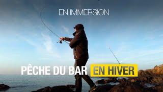 Pêche du bar du bord en hiver en immersion depuis les roches