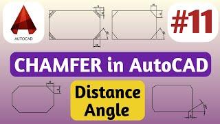 How to use Chamfer Command in AutoCAD  Chamfer Command Setting  Chamfer Angle  Chamfer in AutoCAD