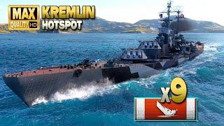 Battleship Kremlin Huge game on map Hotspot - World of Warships