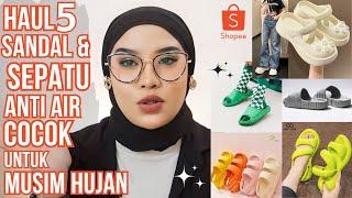 MUSIM HUJAN BUTUH BANGET INI  HAUL SHOPEE SANDAL KARET MURAH ANTI AIR ANTI LECET   TYAS PRADA