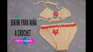 BIKINI PARA NIÑA A CROCHET.  Labores Angélika 