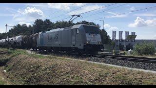 Lineas Traxx locomotive with Mixed Tankers Freight Train at Blerick the Netherlands July 18-2024