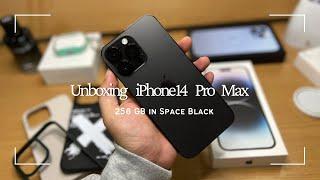 iPhone 14 Pro Max in Space Black 256GB unboxing  Set Up  Accessories