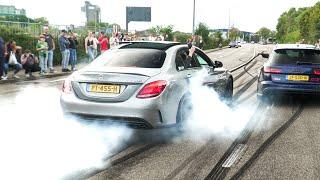 BEST OF Mercedes AMGs Leaving Carmeet 2023 - EPIC Burnouts Accelerations Fails etc