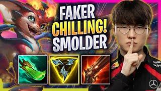 FAKER CHILLING WITH SMOLDER MID - T1 Faker Plays Smolder MID vs Leblanc  Season 2024