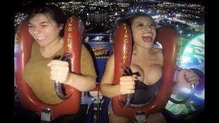 Screaming Sexy Girls on Slingshot Ride Compilation  Boobs Hanging Bouncing & Shaking Around 