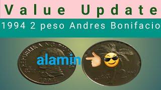 Value Update Philippines Old Coin 1994 2 peso Cocos Nucifera Andres Bonifacioalamin.