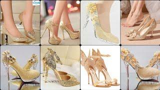 Beautiful gold bridal shoe in lagos  fashion comfortable gold wedding shoes  gold bridal shoe 2023