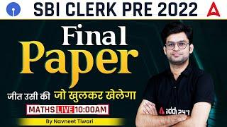 SBI CLERK 2022  SBI Clerk Final Paper Maths By Navneet Tiwari