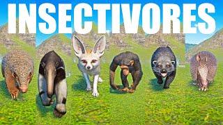 Insectivores Animals Speed Race in Planet Zoo included Armadillo Binturong Chimpanzee Fox