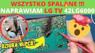Potężnie spalony zasilacz LG TV 42LG6000 - czy go naprawię? Jak naprawiać spaloną elektronikę?