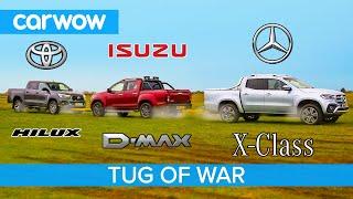 Mercedes X-Class vs Toyota Hilux vs Isuzu D-Max Pickup TUG OF WAR