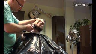 2001 haircut by barber in heavy pvc vinylcape hobbybarber