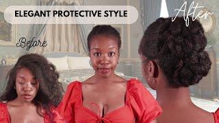 Simple Elegant Classy Protective Style on Natural Hair  Bridgerton-esque Low Manipulation No Gel