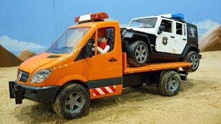 Rescue Police Car Forklift and Construction Vehicles Stuck in Mud  Funny Stories Car Toy  HP Mini