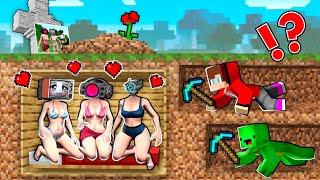 ALL GIRLS SWIMSUIT BURIED ALIVE FELL in LOVE MIKEY vs JJ WHO SAVE FASTEST from GRAVE in Minecraft