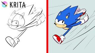 Sonic - Time-lapse drawing in Krita
