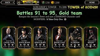 Sorcerers Tower  Battles 91 to 95 with Gold team  Mortal Kombat Mobile