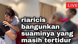 BANGUNKAN SUAMINYA YANG MASIH TERTIDUR. ria ricis GANTENGNYA SUAMIKU 