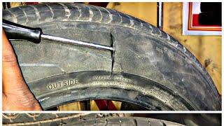 Tubeless tyre cut repair vulcanizing  Tyre puncture kise Banta hai  ट्यूबलेस टायर कट रिपेयर