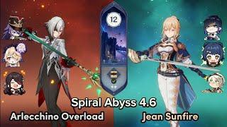 Arlecchino Overload Carry & Jean Sunfire  Genshin Impact Spiral Abyss 4.6