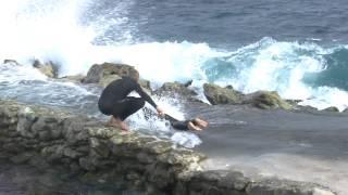 Surfer Wetsuit Slip n Slide Fail - Ocean Wave Ownage