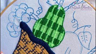 Bordado Fantasía Pera 20  Hand Embroidery Pear with Fantasy Stitch #bordado #embroidery #artesanal