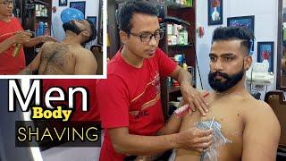 FULL BODY SHAVING  MEN BODY HAIR REMOVAL  BARBER SHOP BODY SHAVE 🪒️