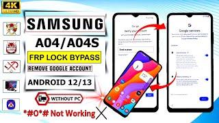 2024 New Method  Samsung A04A04S FRP Unlock Android 1213 Without Pc  GmailGoogle Account Unlock