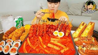 ASMR MUKBANG  RICE CAKE Tteokbokki Fire Noodles gimbap spam recipe  eating