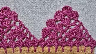 Barrado de crochê carreira única # bico diferente para toalhas@Canalcrocheparainiciantes