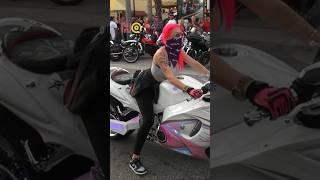 Pink Hair Hayabusa Girl #motorcycles #motorcycle #hayabusa