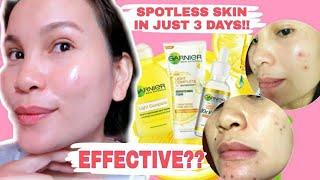 SPOTLESS SKIN IN JUST 3 DAYS??TRYING OUT GARNIER VITAMIN C SERUM BOOSTERcelineaguilar
