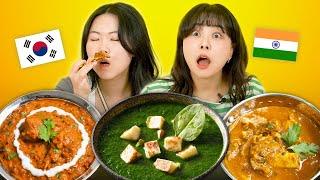 Koreans Try Indian Food For The First Time Chicken Makhni Palak Paneer Mutton Curry  KATCHUP