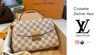 LOUIS VUITTON CROISETTE DAMIER AZUR Unboxing Length Comparison with Alma Bb  