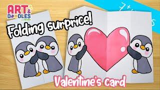 How to draw VALENTINES CARD    FOLDING SURPRISE