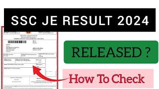 SSC JE Result 2024  How To Check SSC JE Result 2024